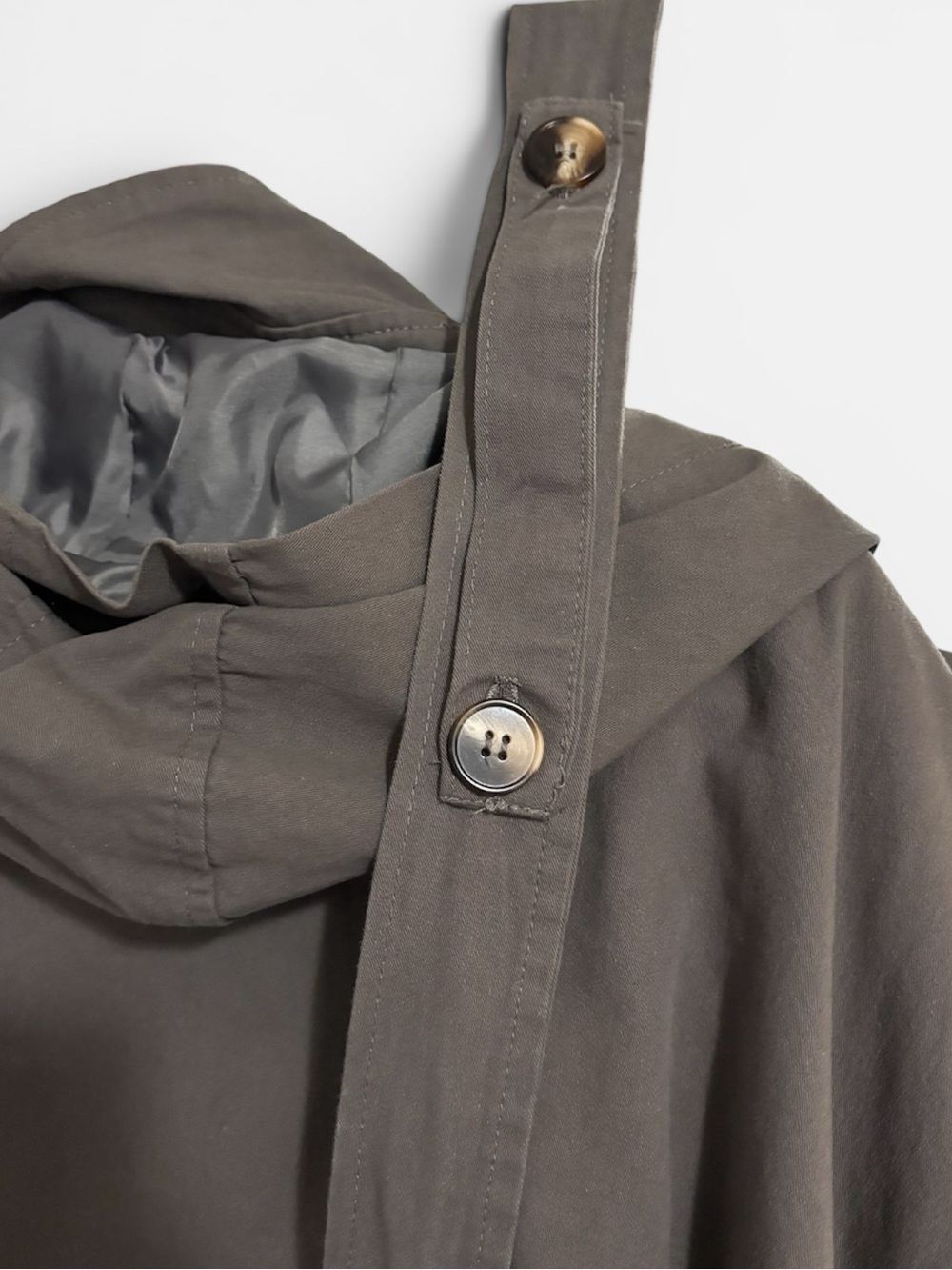 PLT - Women's Dark Oversized Taupe Trench Coat - Picture 8 of 8